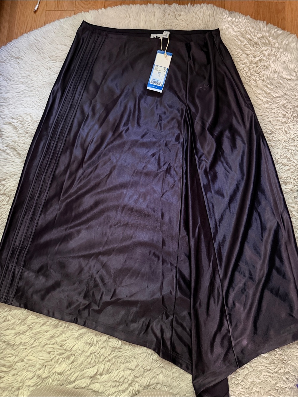 Women’s ADIDAS Satin A-Line Skirt in Black (can look dark purple)